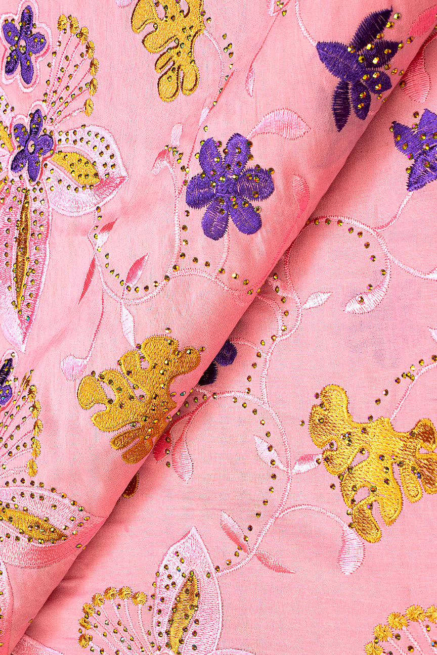 IRE611-PNK - Voile Lace - Pink, Gold & Purple