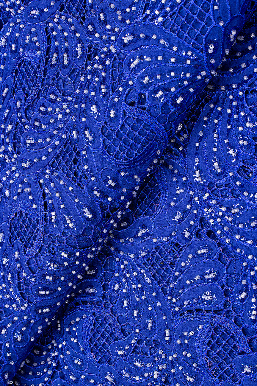 IRE620-RBL - Top Quality Lace with Beads - Royal Blue