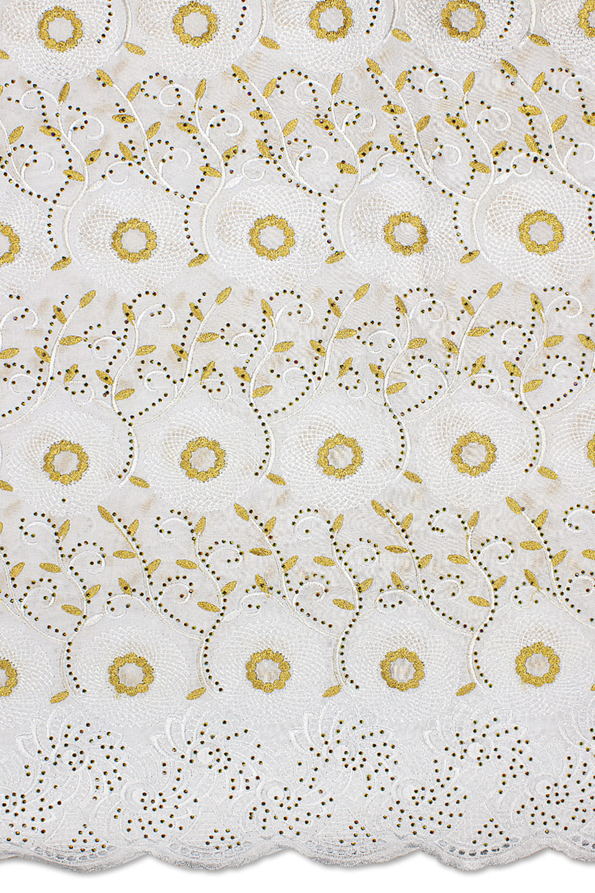 IRE622-WGD - Voile Lace - White & Gold