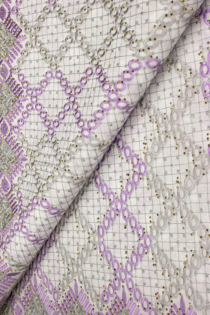 IRE646-GYL - Voile Lace - Light Grey & Lilac