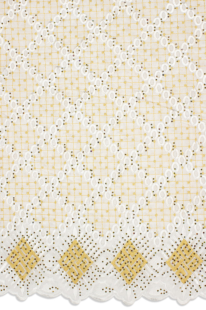 IRE646-WGD - Voile Lace - White & Gold