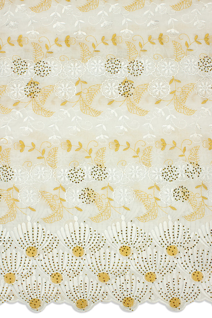 IRE647-WGD - Voile Lace - White & Gold