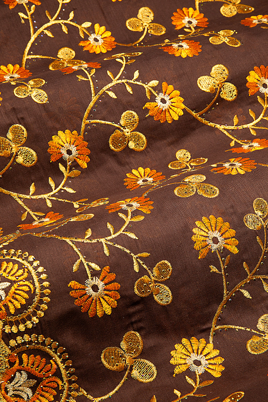 IRE649-COF - Voile Lace - Coffee, Bronze & Gold