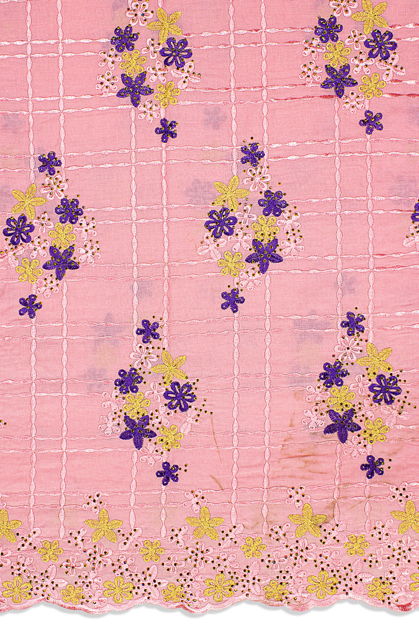 IRE651-BPK - Voile Lace - Baby Pink, Purple & Gold