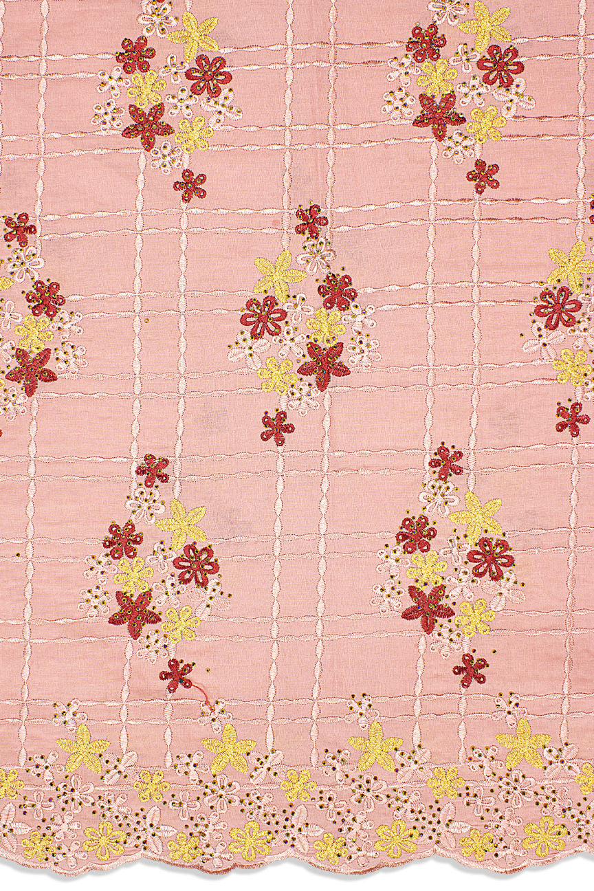 IRE651-ONI - Voile Lace - Onion, Maroon & Gold