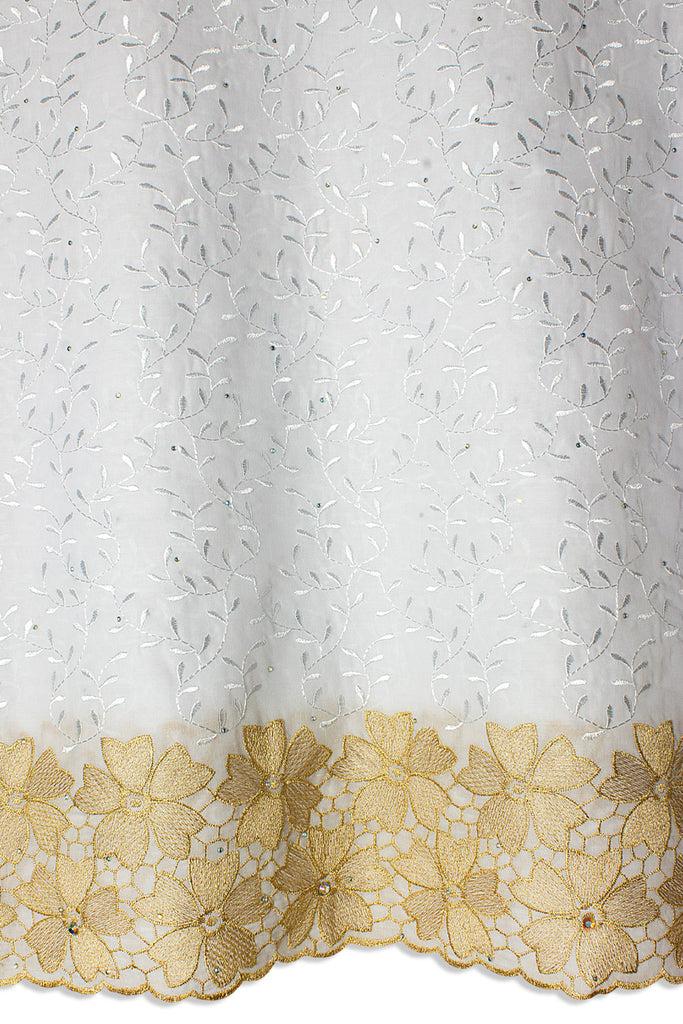 IRE652-WGD - Voile Lace - White & Gold
