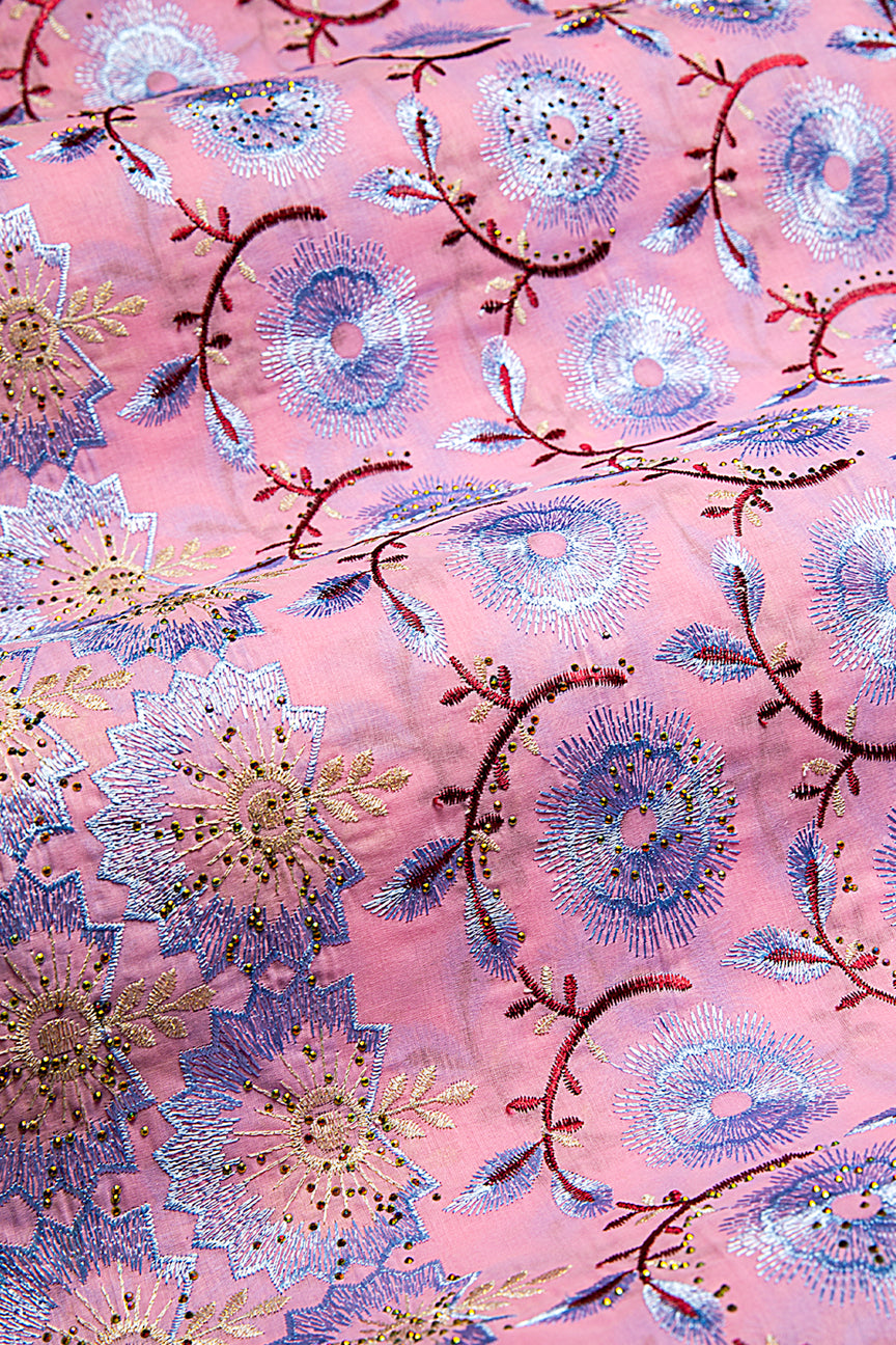 IRE655-PNK - Voile Lace - Pink, Sky Blue & Wine