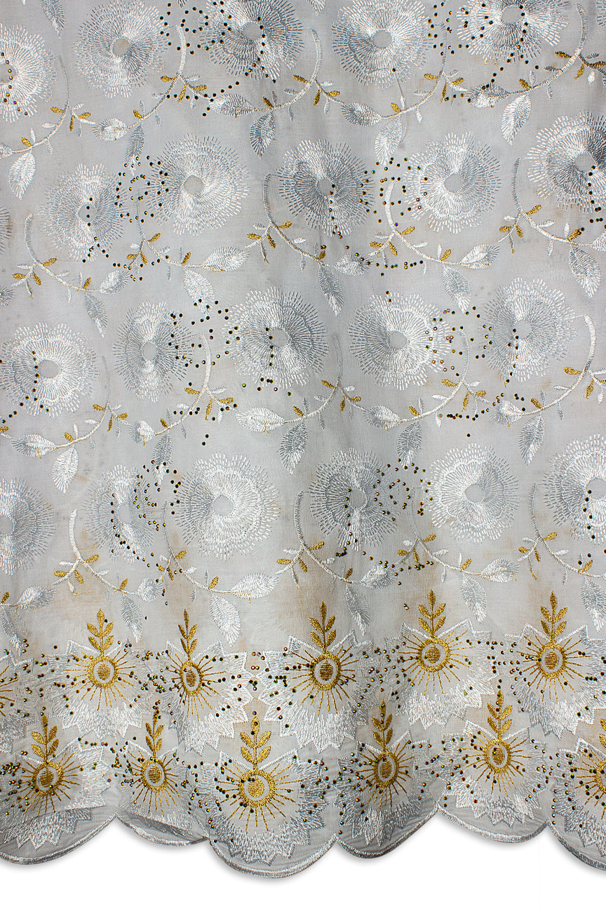 IRE655-WGD - Voile Lace - White & Gold