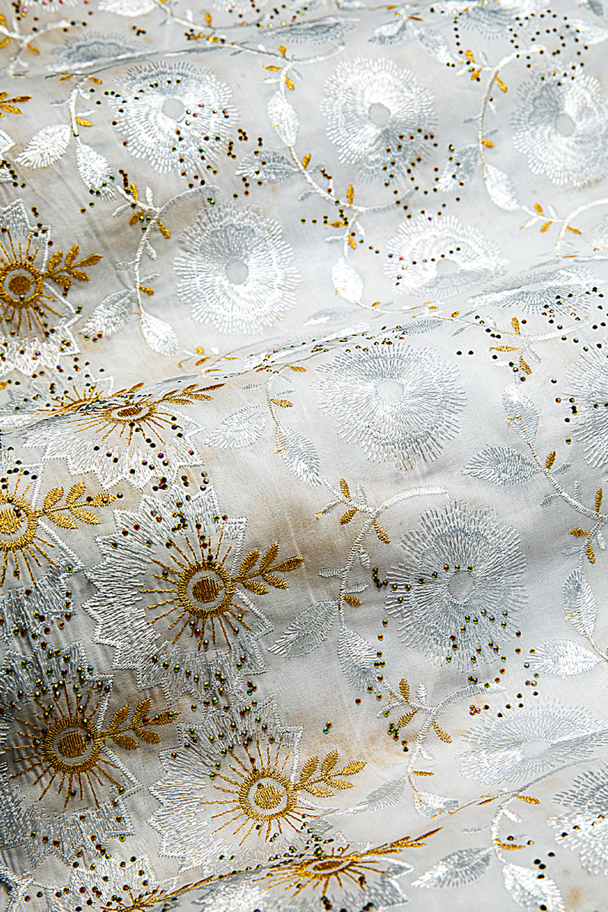 IRE655-WGD - Voile Lace - White & Gold