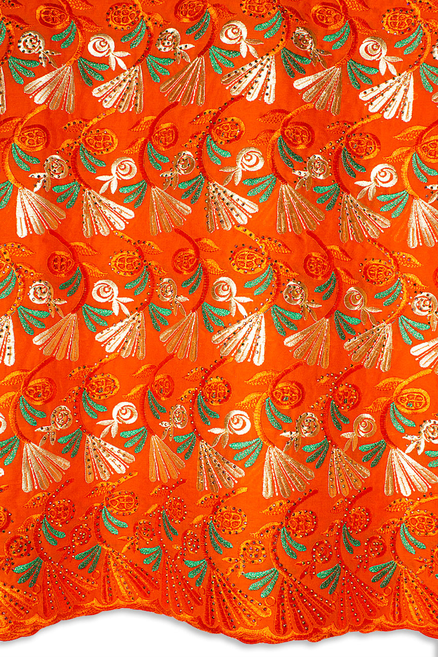 IRE657-ORA - Voile Lace - Orange, Cream & Mint