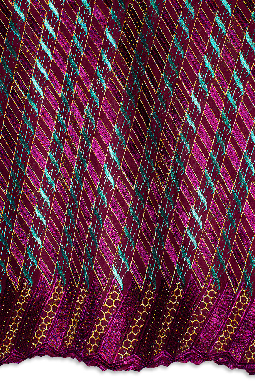 IRE658-MAG - Voile Lace - Magenta, Mint & Gold