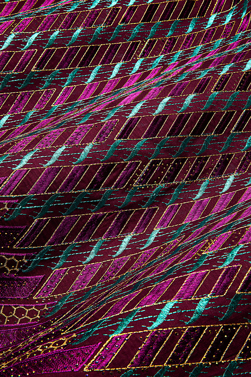 IRE658-MAG - Voile Lace - Magenta, Mint & Gold