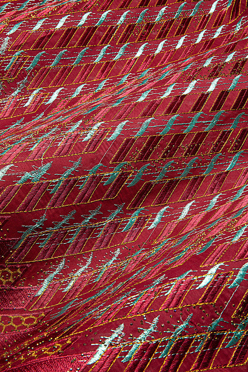 IRE658-WIN - Voile Lace - Wine & Mint