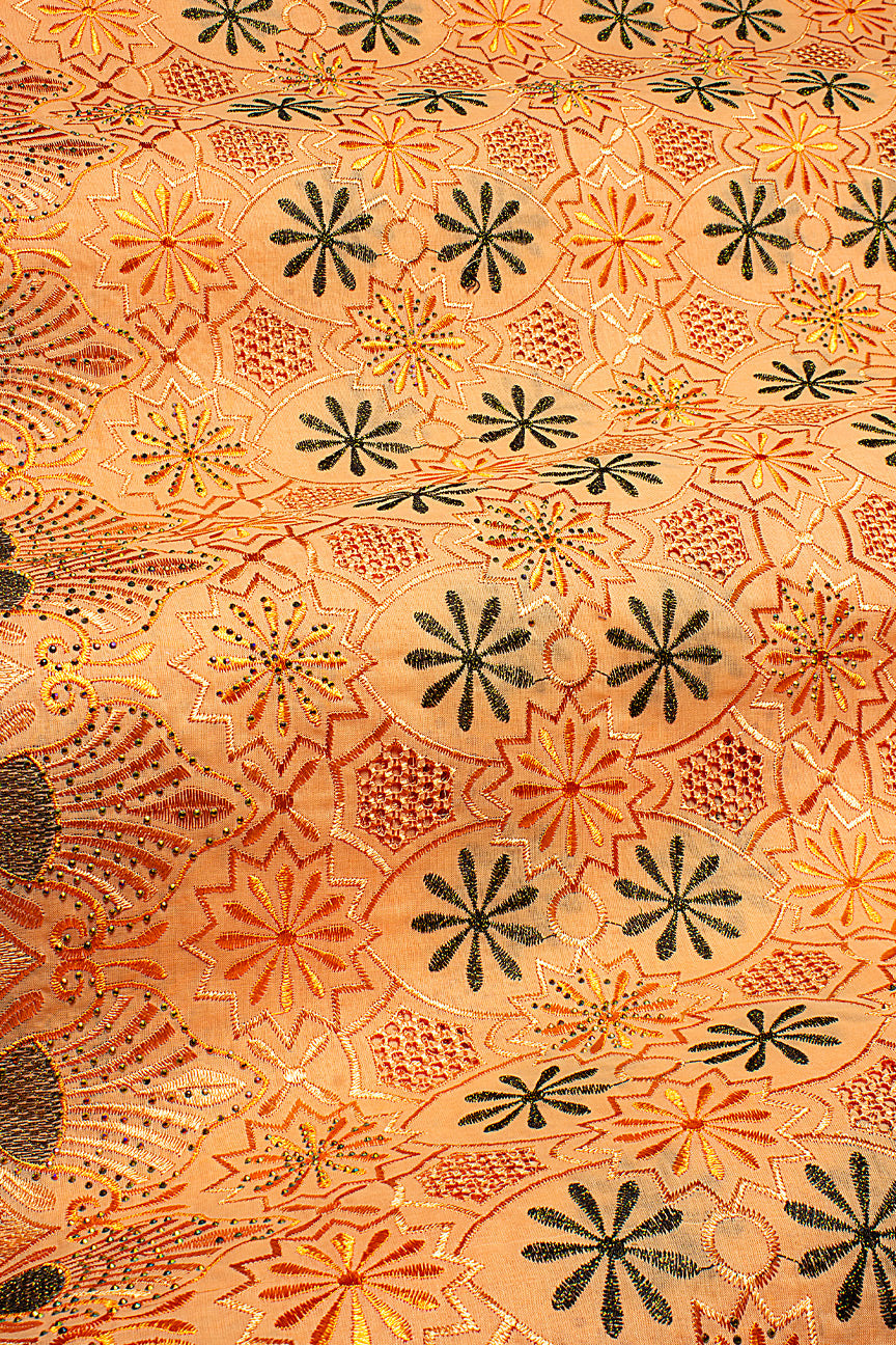 IRE660-PCH - Voile Lace - Peach, Champagne & Black