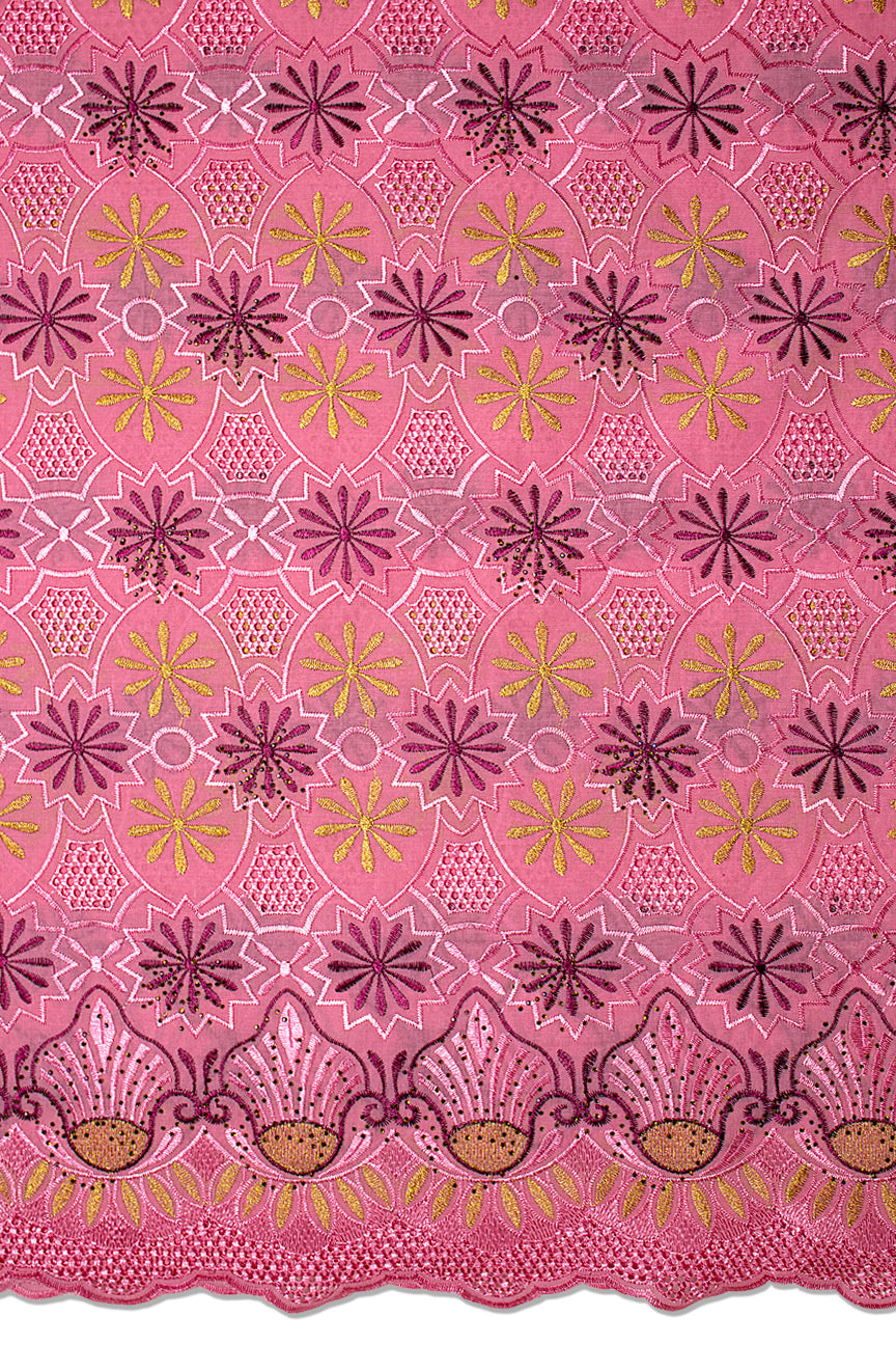 IRE660-PNK - Voile Lace - Pink, Magenta & Gold