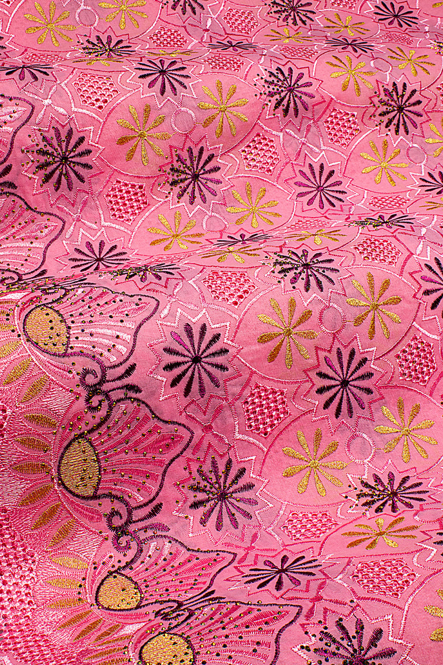 IRE660-PNK - Voile Lace - Pink, Magenta & Gold