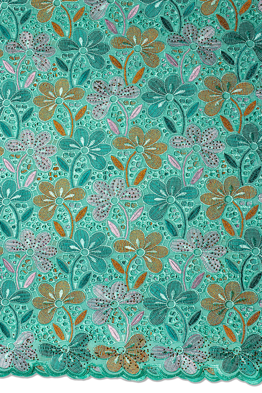 IRE661-MNT - Voile Lace - Mint, Teal & Orange