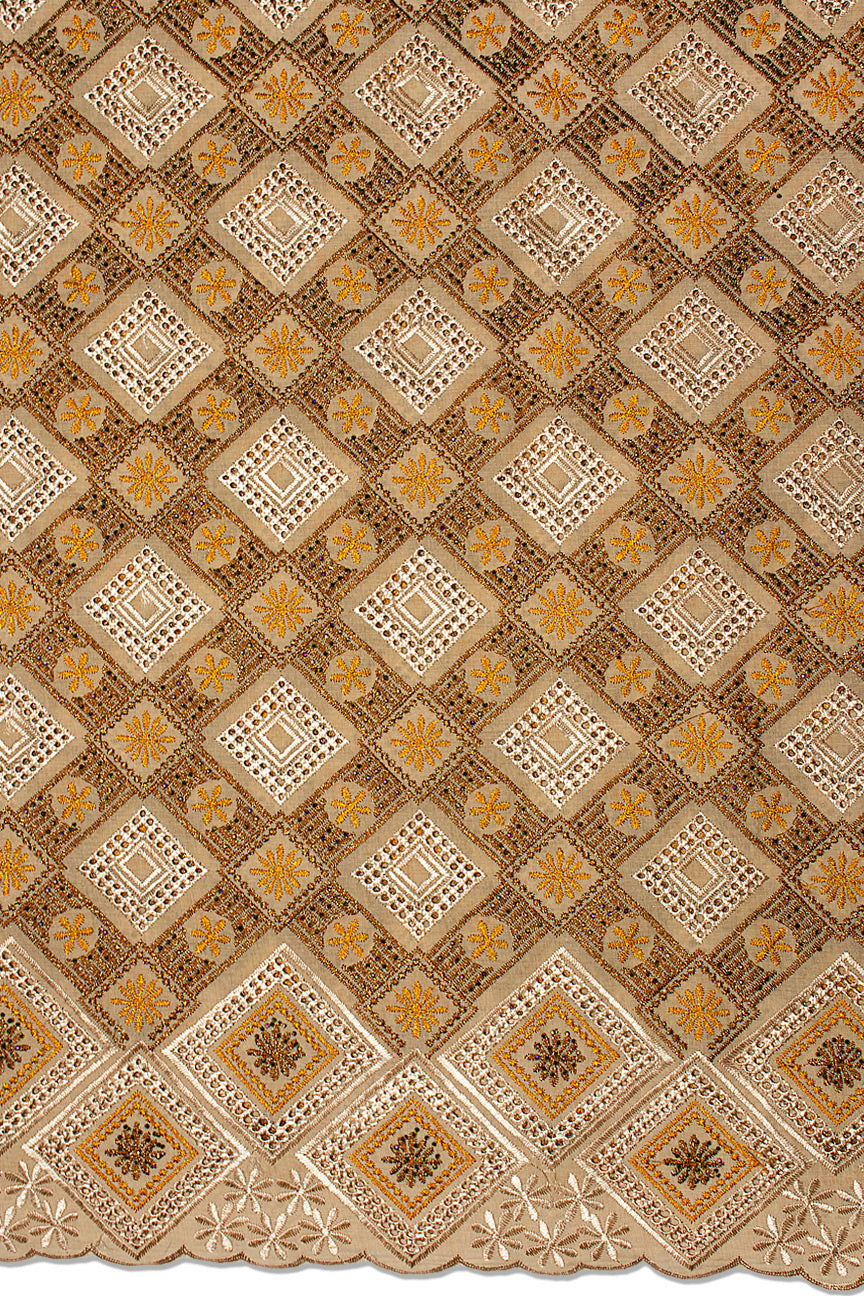 IRE662-BGE - Voile Lace - Beige, Brown & Bronze_