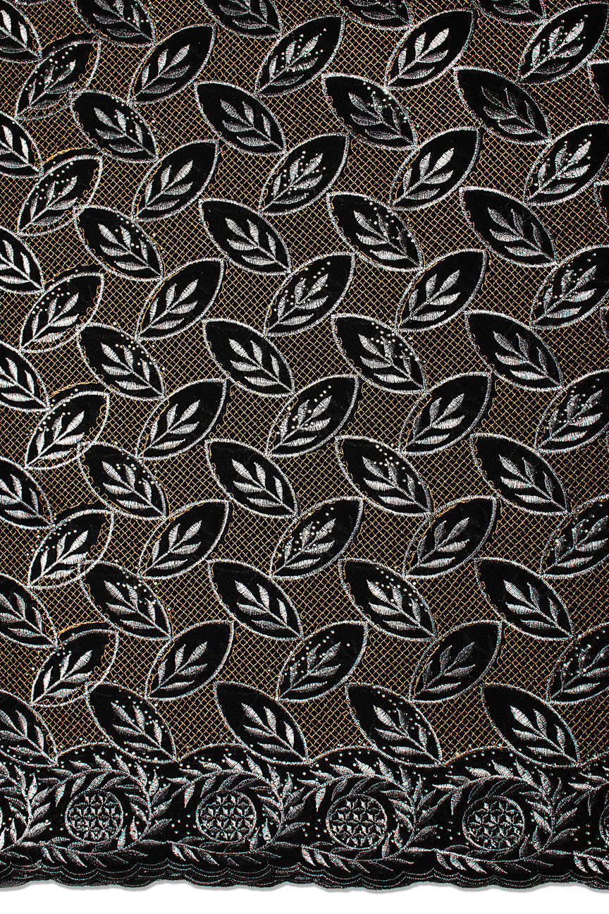 IRE663-BLK - Voile Lace - Black, Grey & Gold_
