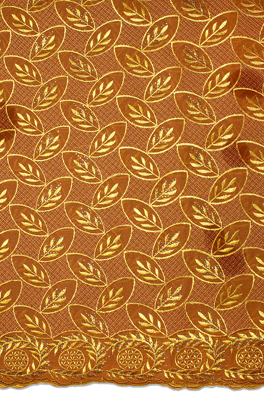 IRE663-BRW - Voile Lace - Brown & Gold_