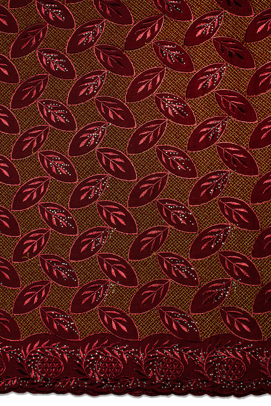 IRE663-WIN - Voile Lace - Wine & Gold_