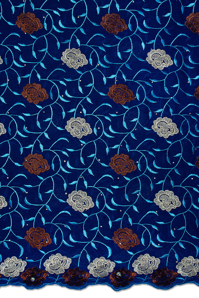 IRE664-RBL - Voile Lace - Royal Blue, Turquoise Blue, Ivory & Copper [BOGOF]