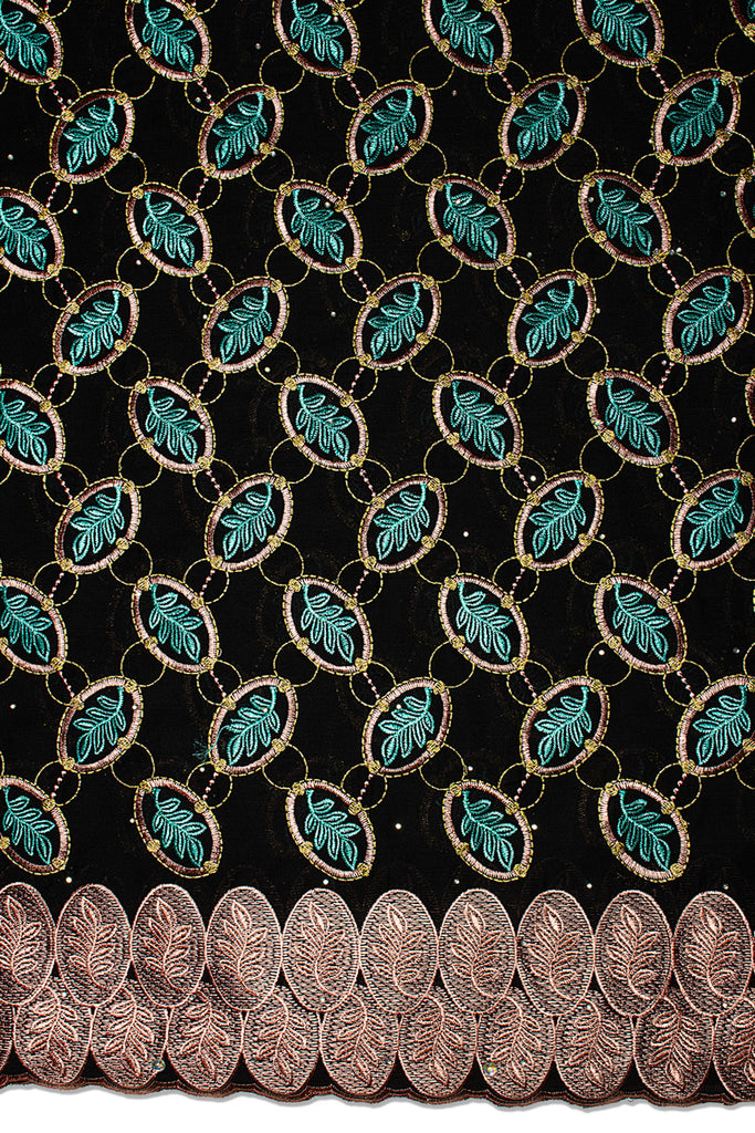 IRE665-BLK - Voile Lace - Black, Peach & Turquoise Green [BOGOF]