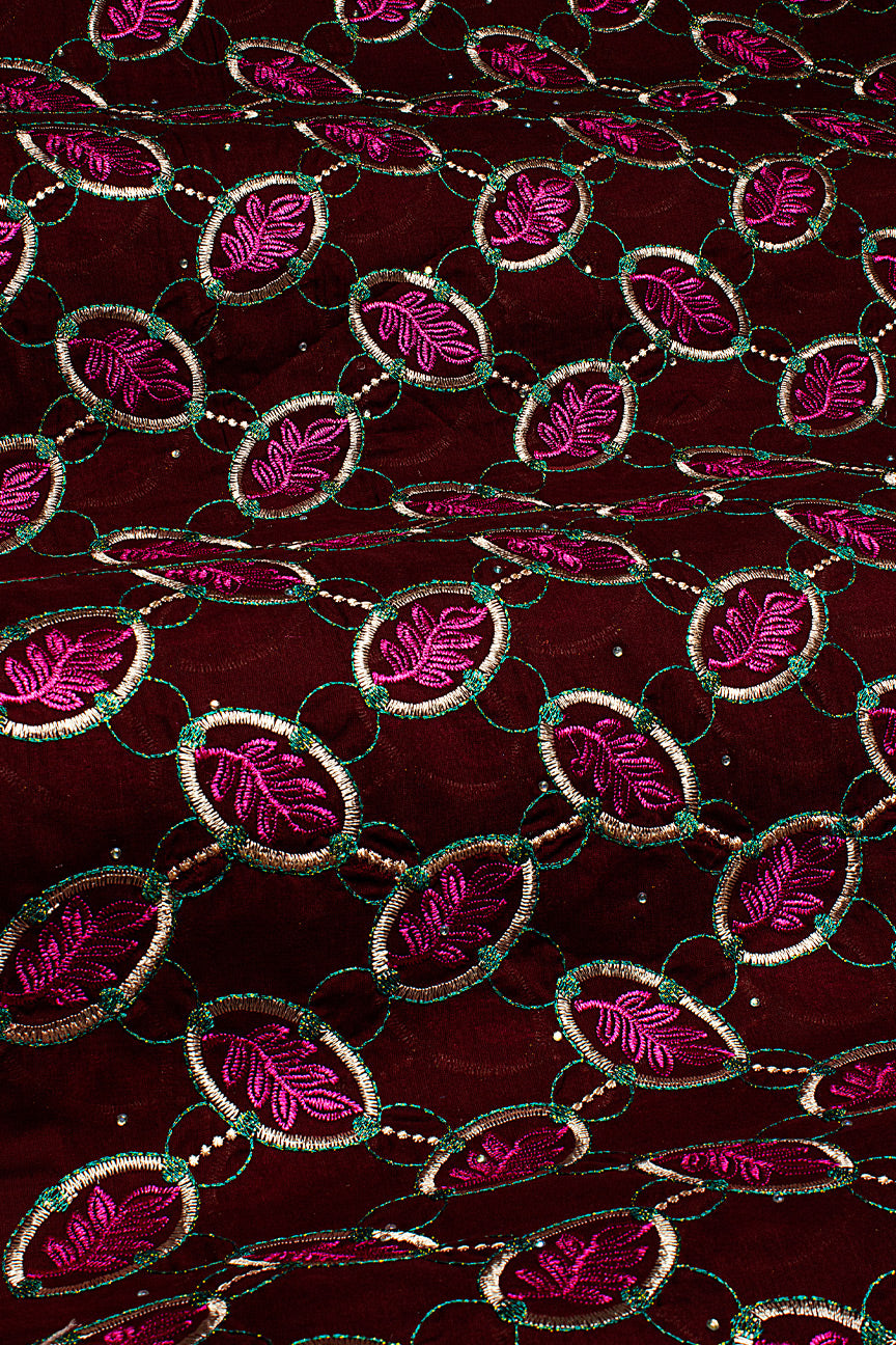 IRE665-BUR - Voile Lace - Burgundy, Beige & Magenta [BOGOF]