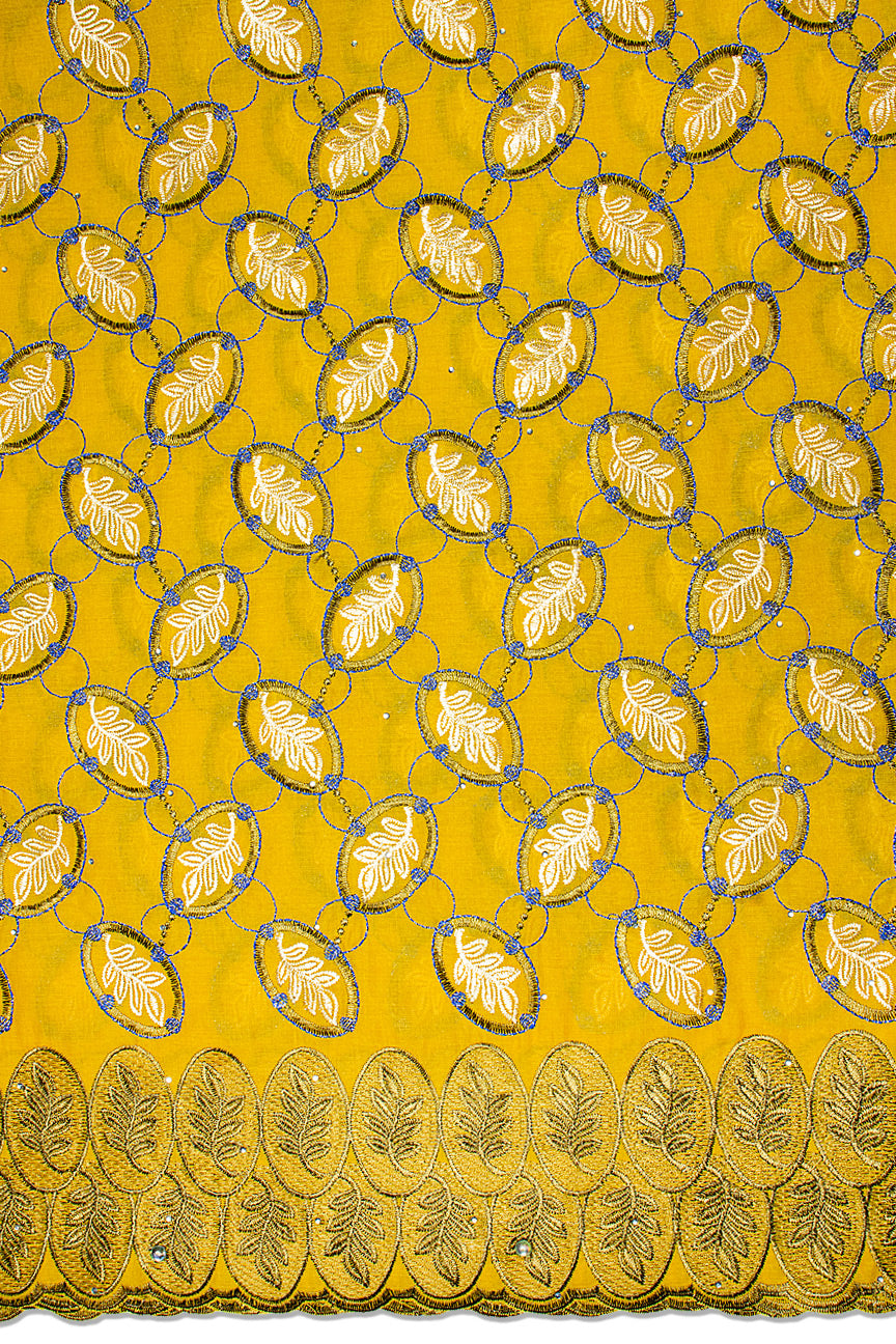 IRE665-MUS - Voile Lace - Mustard, Khaki, Royal Blue & Cream [BOGOF]