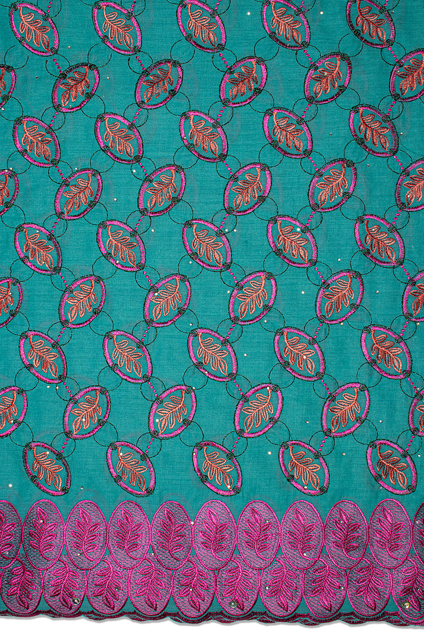 IRE665-TQG - Voile Lace - Turquoise Green, Fuchsia & Red [BOGOF]