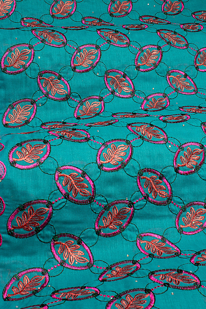IRE665-TQG - Voile Lace - Turquoise Green, Fuchsia & Red [BOGOF]