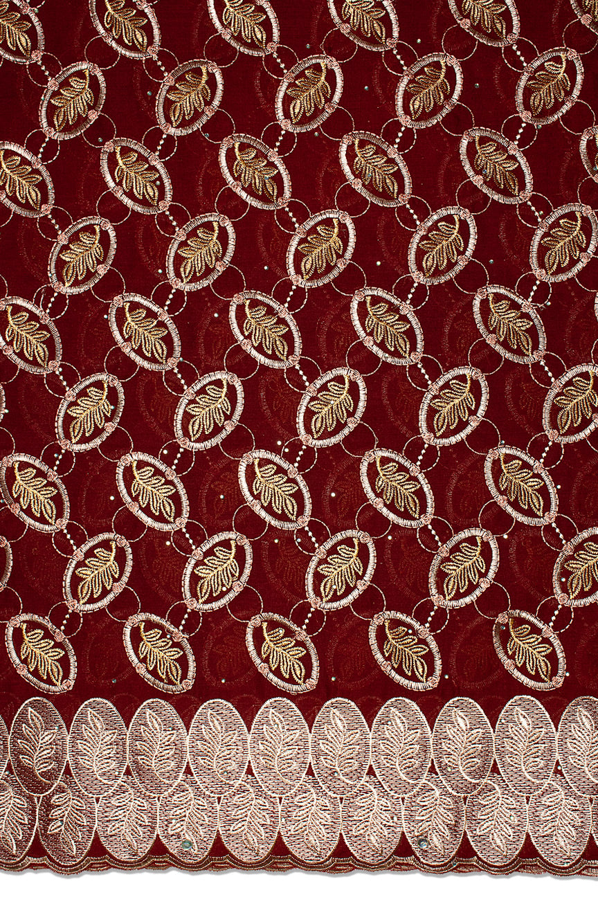 IRE665-WIN - Voile Lace - Wine, Beige & Gold [BOGOF]