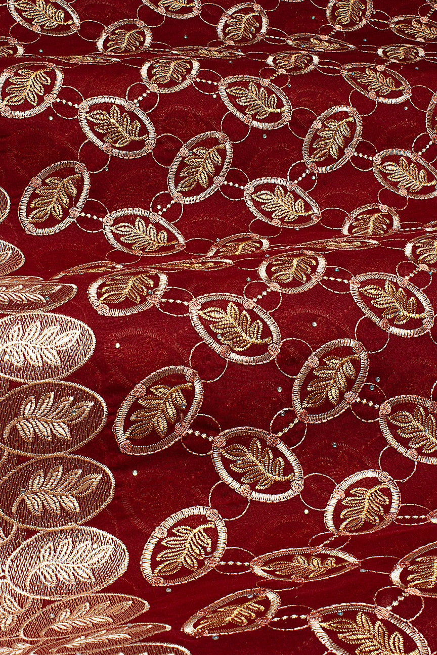 IRE665-WIN - Voile Lace - Wine, Beige & Gold [BOGOF]