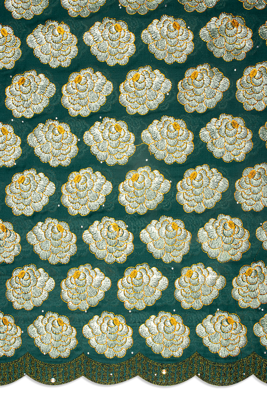 IRE666-BGN - Voile Lace - Bottle Green, Pastel Green & Lemon Green