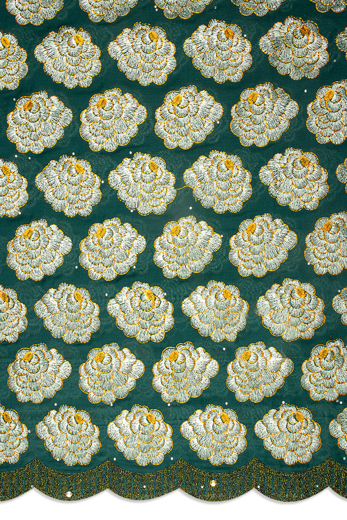 IRE666-BGN - Voile Lace - Bottle Green, Pastel Green & Lemon Green