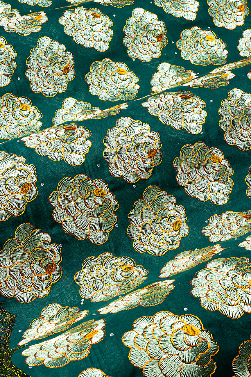 IRE666-BGN - Voile Lace - Bottle Green, Pastel Green & Lemon Green