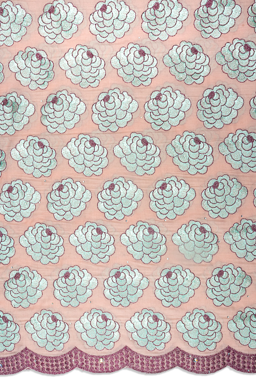IRE666-BPK - Voile Lace - Baby Pink, Mint & Wine