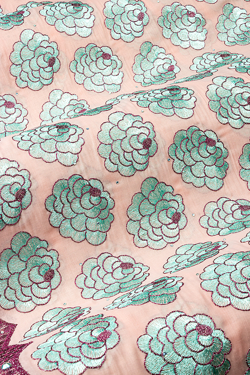 IRE666-BPK - Voile Lace - Baby Pink, Mint & Wine