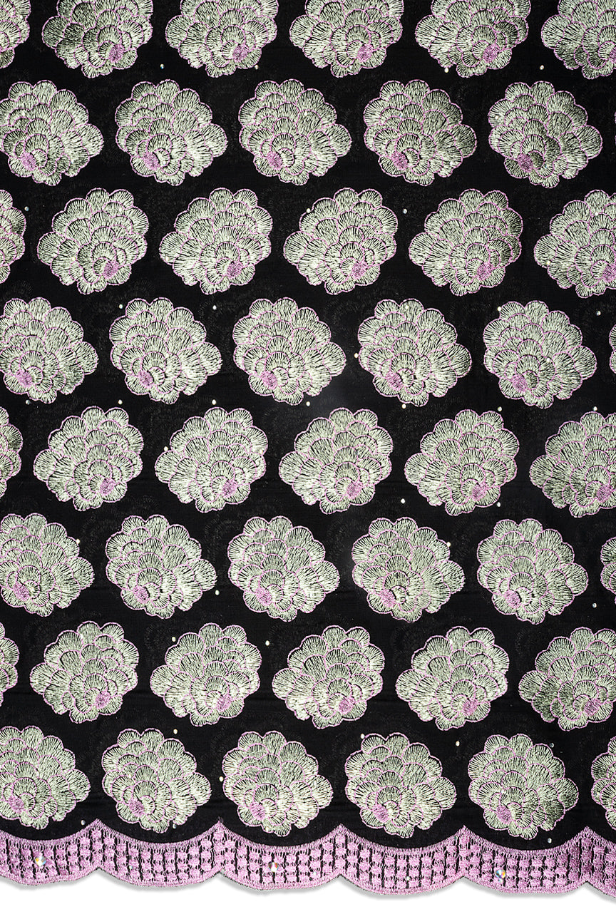IRE666-BPK - Voile Lace - Black, Silver Grey & Pink