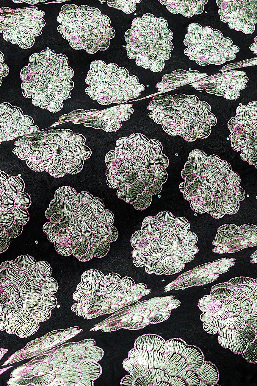 IRE666-BPK - Voile Lace - Black, Silver Grey & Pink