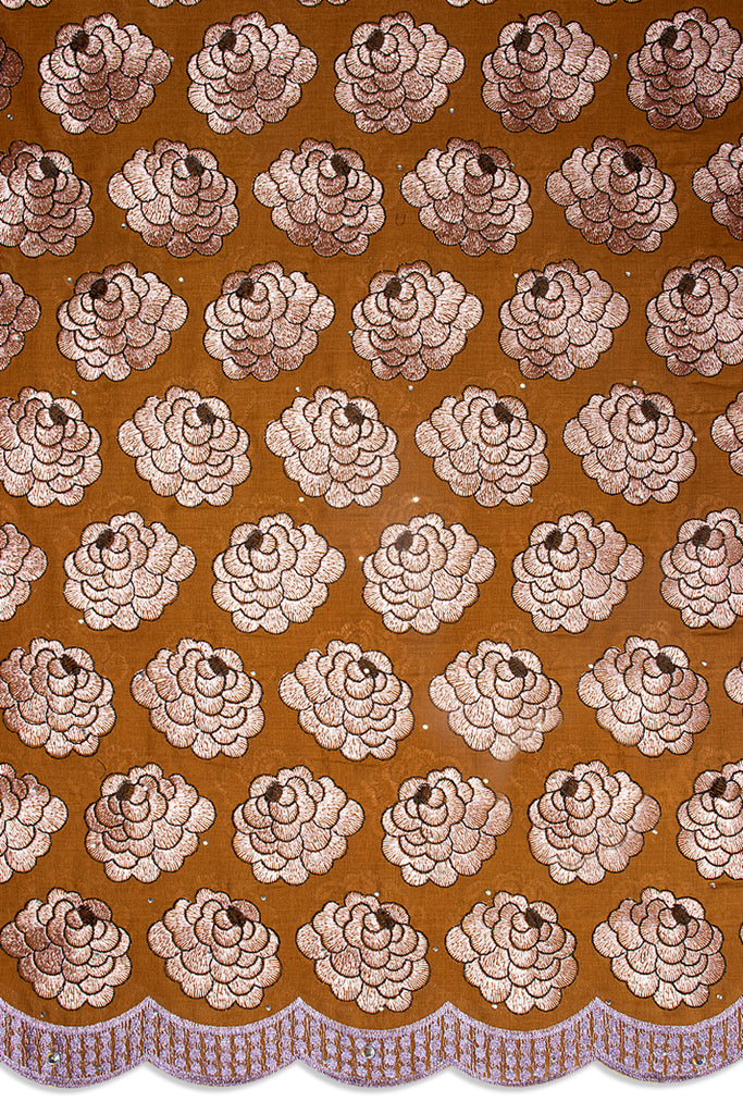 IRE666-BRN - Voile Lace - Brown, Ivory & Lilac