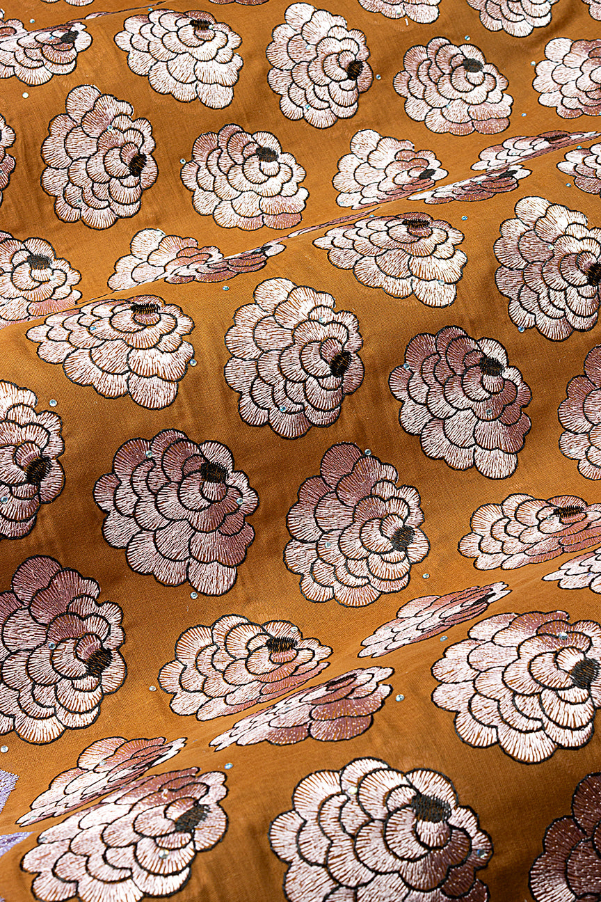 IRE666-BRN - Voile Lace - Brown, Ivory & Lilac