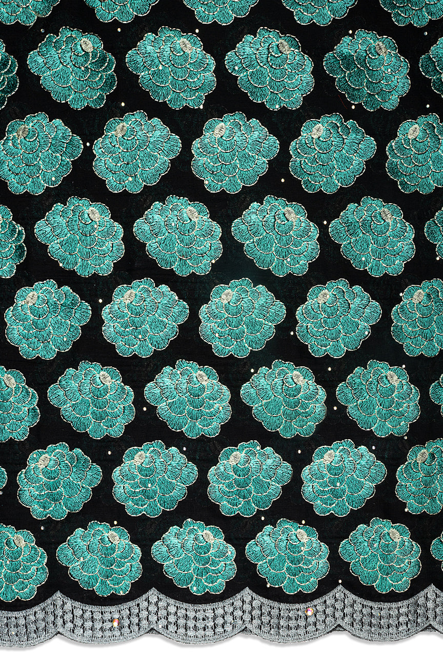 IRE666-BSG - Voile Lace - Black, Sea Green & Grey