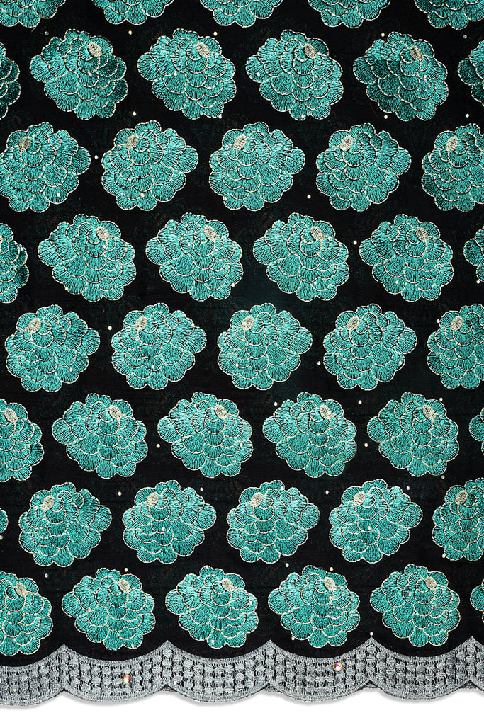IRE666-BSG - Voile Lace - Black, Sea Green & Grey
