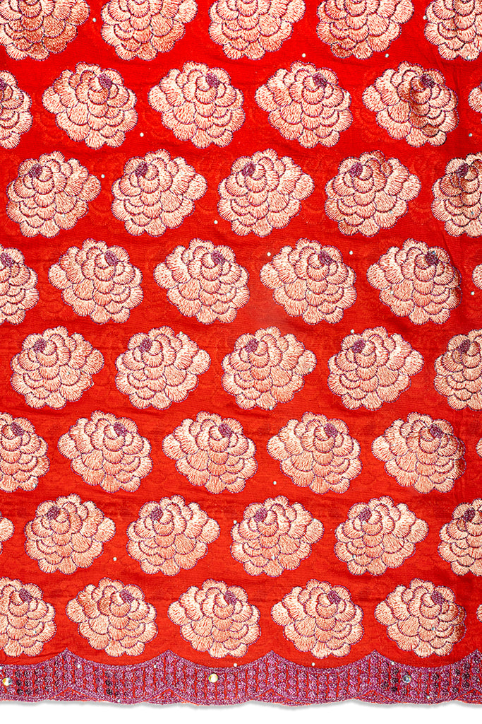 IRE666-RED - Voile Lace - Red, Cream & Magenta