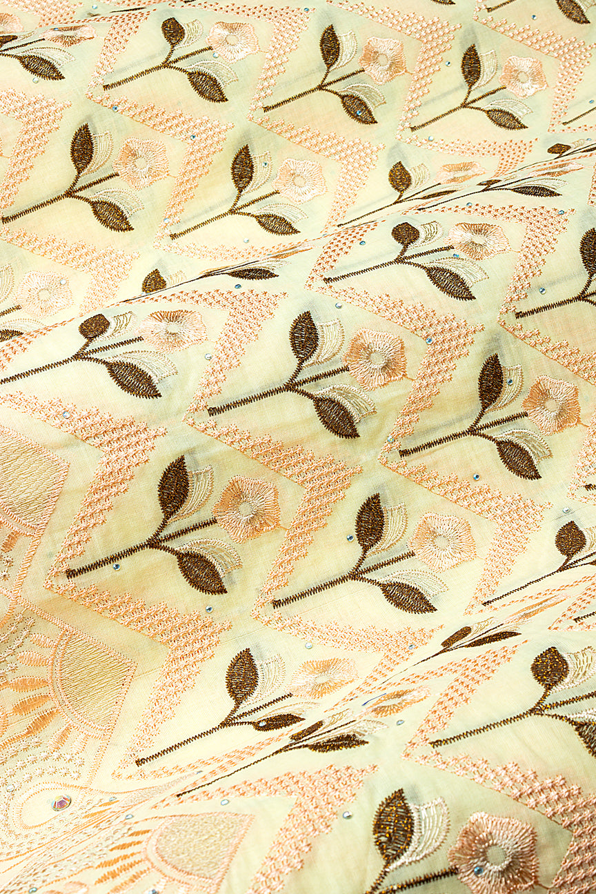 IRE667-CRM - Voile Lace - Cream & Brown