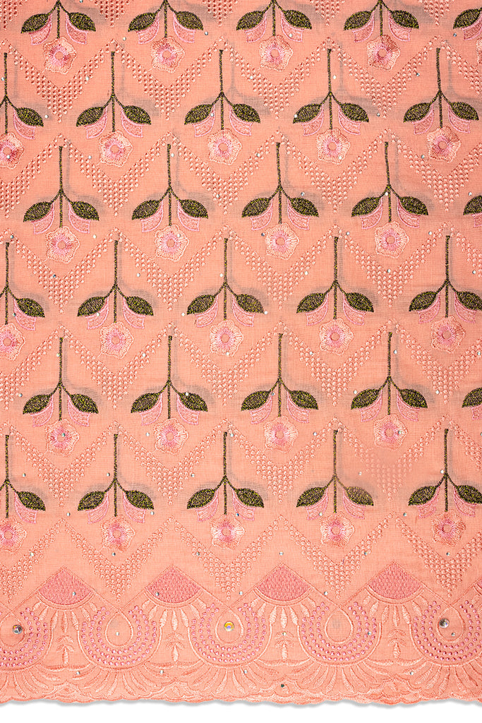 IRE667-PCH - Voile Lace - Peach & Black