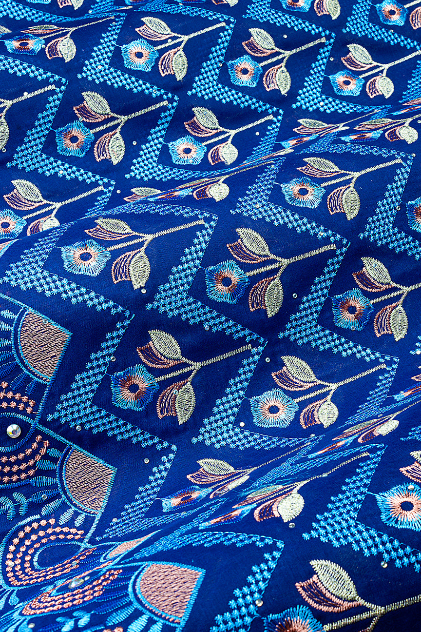 IRE667-RBL - Voile Lace - Royal Blue, Turquoise Blue & Pink