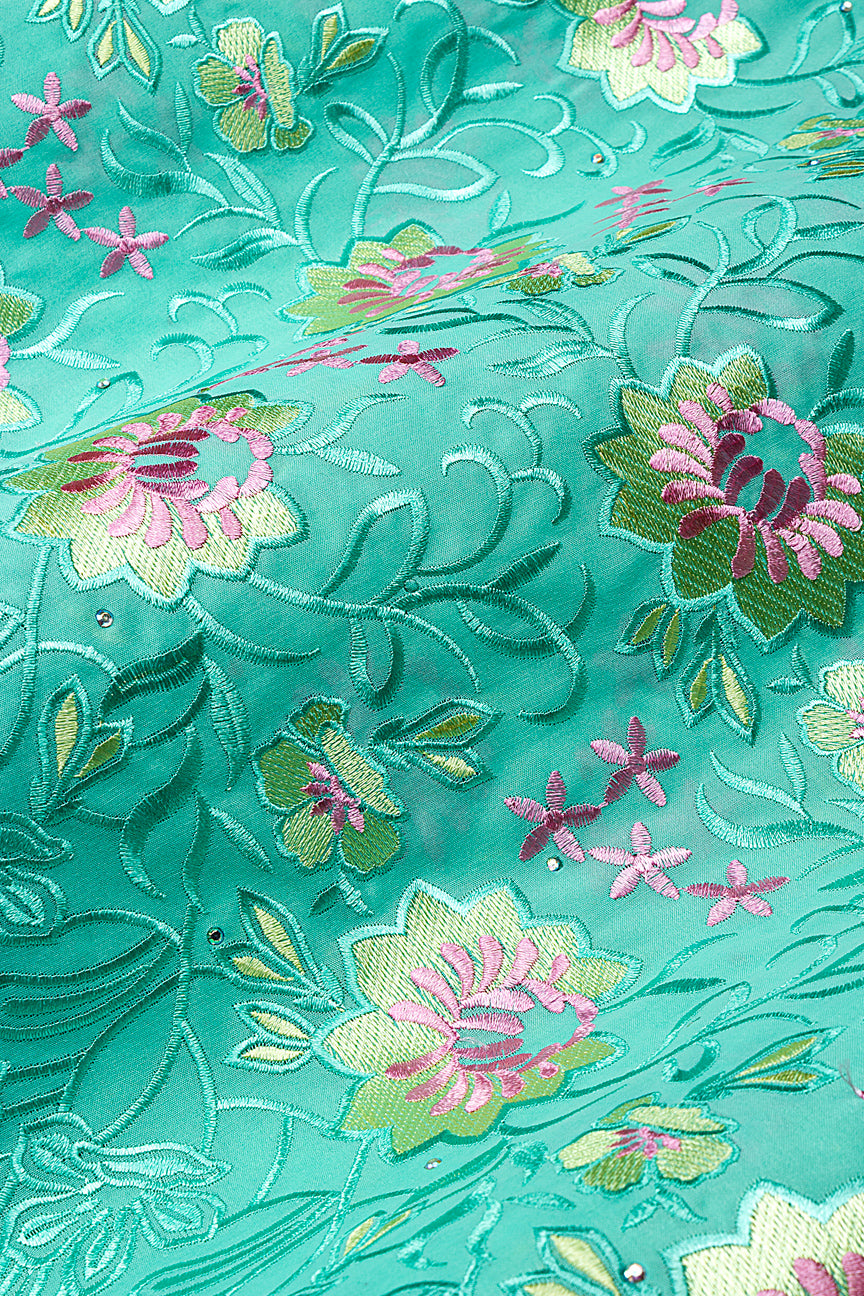 IRE668-MNT - Voile Lace - Mint Green & Pink