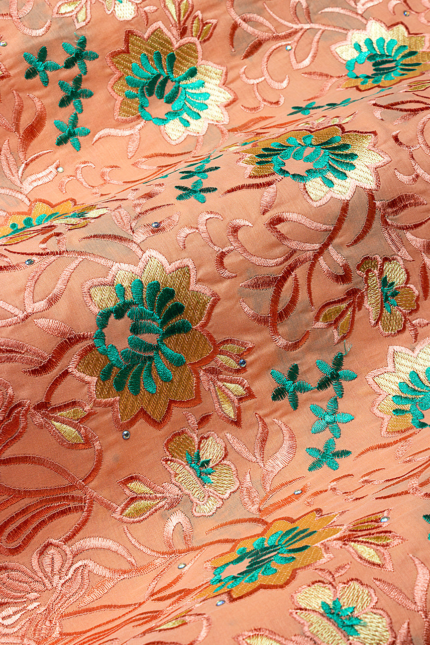 IRE668-PCH - Voile Lace - Peach & Sea Green